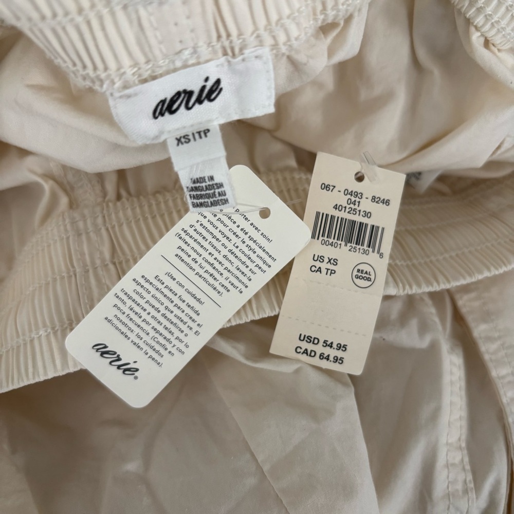 NWT Aerie Women's Size XS Cream High Waisted Go-For-It Baggy Cargo Pants - Picture 4 of 5
